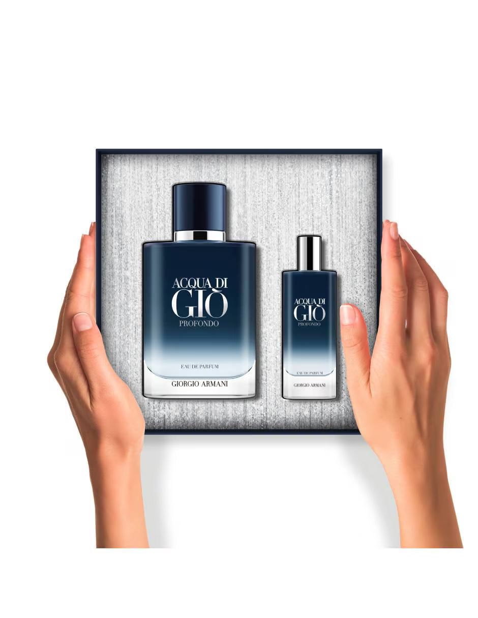 Set Acqua Di Gio Profondo 2pzs 75ml EDP Spray / 15ml E