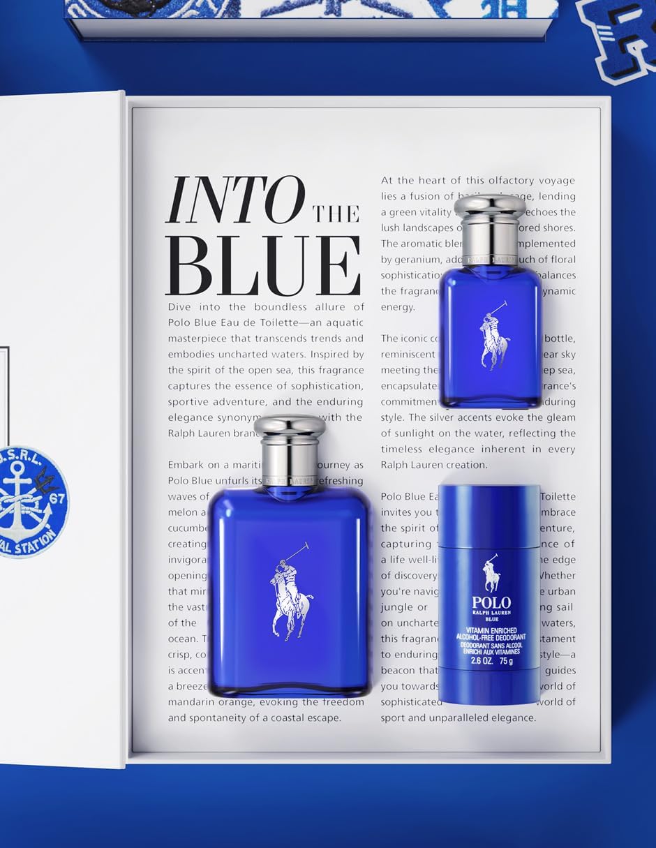 Set Polo Blue 3pzs 125ml EDT Spray / 40ml EDT Spray / Des